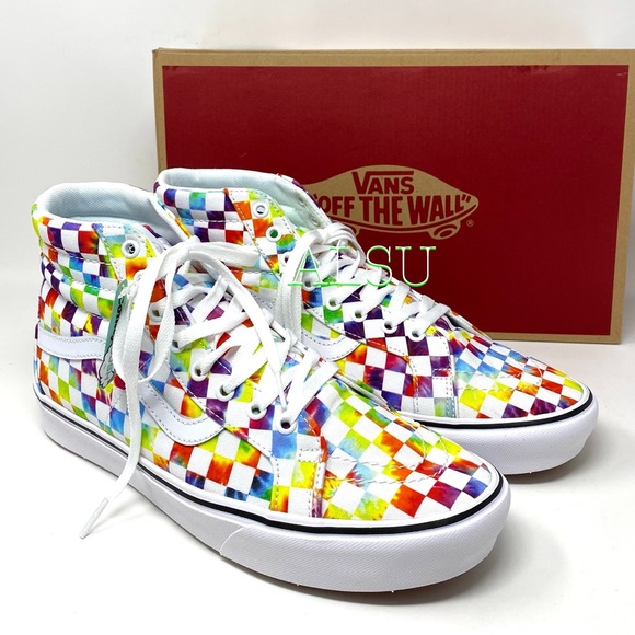 VANS SK8-HI Tie Dye Checker Canvas Women’s Sneaker - Picture 4 of 11